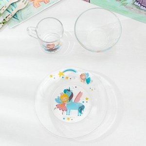 Набор стеклянной детской посуды «Принцессы», 3 предмета