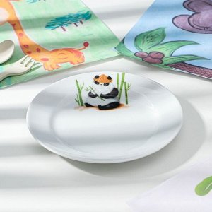 Набор детской фарфоровой посуды «Панда», 3 предмета: кружка 200 мл, миска 350 мл, тарелка d=17 см