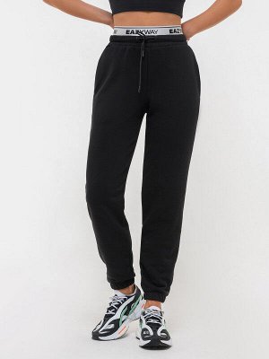 Черные спортивные брюки с двойным эластичным поясом