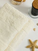 Полотенце махровое, жак., &quot;Геометрия&quot;  70х130, цвет:302-КРЕМОВЫЙ