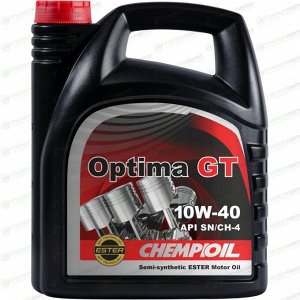 Масло моторное Chempioil Optima GT 10w40, полусинтетическое, API SN/CH-4, ACEA A3/B4, для дизельного двигателя, 4л, арт. CH9501-4-E