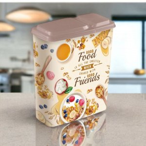 ЕМКОСТЬ ДЛЯ СЫПУЧИХ ПРОДУКТОВ С ДЕКОРОМ 2,3Л (Темно-бежевый)