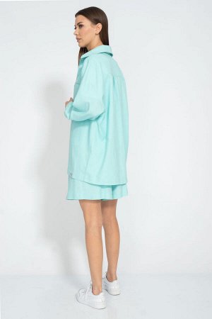 Костюм Костюм Kivviwear 4073407427 мятный 
Состав: Вискоза-45%; Лён-55%;
Сезон: Лето
Рост: 170

Костюм состоящий из шорт льняных свободного кроя с карманами в боковых швах и рубашки льняной свободног