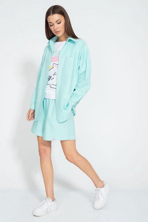 Костюм Костюм Kivviwear 4073407427 мятный 
Состав: Вискоза-45%; Лён-55%;
Сезон: Лето
Рост: 170

Костюм состоящий из шорт льняных свободного кроя с карманами в боковых швах и рубашки льняной свободног