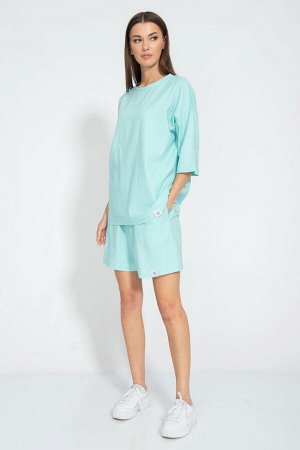 Костюм Костюм Kivviwear 4075407427 мятный 
Состав: Вискоза-45%; Лён-55%;
Сезон: Лето
Рост: 170

Костюм состоящий из шорт льняных свободного кроя с карманами в боковых швах и джемпера свободного кроя.