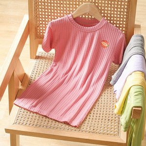 Платье-сорочка с короткими рукавами для девочки, цвет розовый