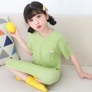 Платье-сорочка с короткими рукавами для девочки, цвет зелёный