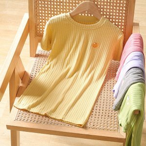 Платье-сорочка с короткими рукавами для девочки, цвет жёлтый