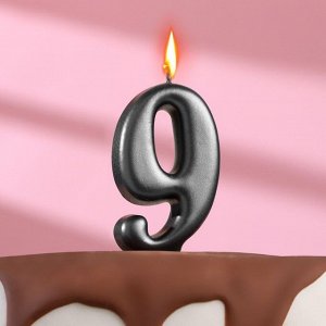 Свеча в торт "Овал" ,цифра 9 , графит, 6,3 см