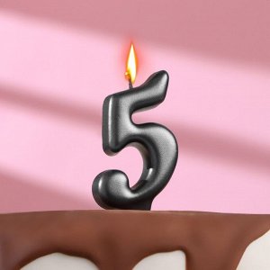 Свеча в торт "Овал" ,цифра 5 , графит, 6,3 см