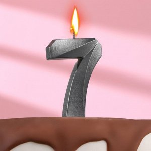 Свеча в торт "Грань" ,цифра 7 , графит, 6,5 см