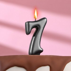 Свеча в торт "Овал" ,цифра 7 , графит, 6,3 см