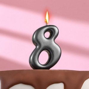 Свеча в торт "Овал" ,цифра 8 , графит, 6,3 см