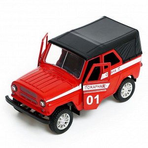 Машина металлическая УАЗ Hunter «Пожарная служба», инерция, 1:32, свет и звук