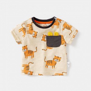 Детская футболка, принт "тигрята", цвет абрикосовый