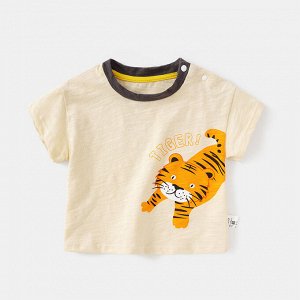 Детская футболка, принт "тигр", цвет абрикосовый