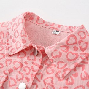 Детский костюм: рубашка + юбка, принт "леопард", цвет розовый