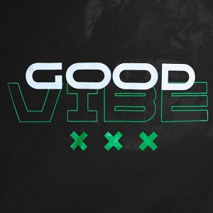 Дождевик взрослый укороченный GOOD VIBE, на кнопках, чёрный, размер 42-48