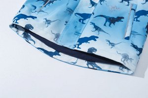 Ветровка на флисе для мальчика, принт "динозавры", цвет голубой