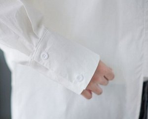 Стильная удлиненная хлопковая рубашка, белый