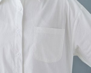 Стильная удлиненная хлопковая рубашка, белый