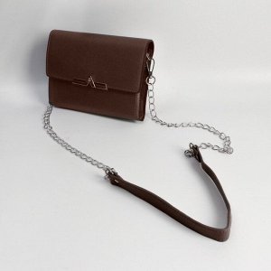 Ручка для сумки, с цепочками и карабинами, 120 x 1,8 см, цвет коричневый