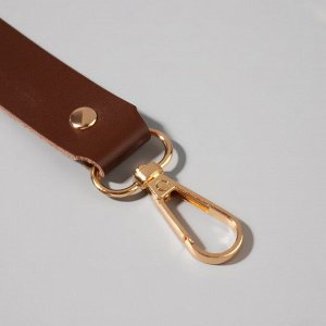 Ручка для сумки из натуральной кожи, с карабинами, 30 ± 2 см x 2,5 см, цвет коричневый/золотой