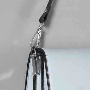 Ручка для сумки из натуральной кожи, регулируемая, с карабинами, 60 ± 2 см x 1,2 см, цвет чёрный/серебряный