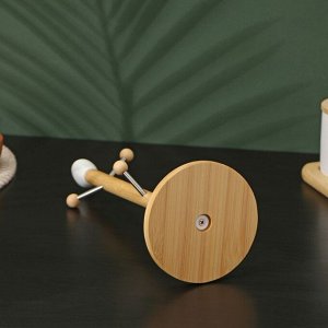 Набор кружек фарфоровых на деревянной подставке, 4 предмета: 400 мл, цвет белый