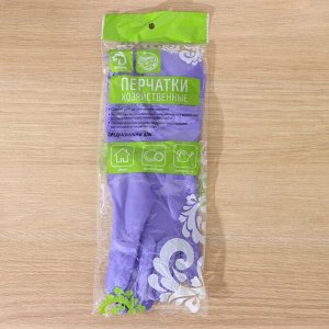 Перчатки хозяйственные защитные Доляна, суперпрочные, размер L, ПВХ, 85 гр, цвет фиолетовый