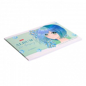 Альбом для рисования А4, 48 листов, "Ангелы аниме", обложка мелованный картон, матовая ламинация, 3D фольга, блок 100 г/м2