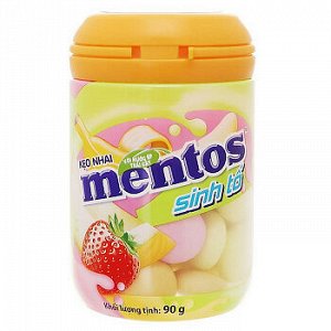 Жевательные конфеты со вкусом фруктового смузи Mentos / Ментос Смузи (Клубника,Банан, Дыня) 90 гр