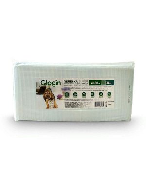 Пелёнки Glogin Super для животных, одноразовые, впитывающие, с суперсорбентом 60x60см 30шт