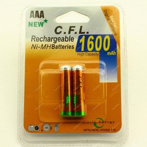 Аккумуляторные батарейки C.F.L - 1.2v - 1600mAh (AAA) (мизинчиковые -  2шт).