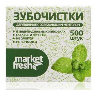 Market Fresh зубочистки деревянные Мята в коробке 500шт