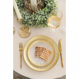 Тарелка стеклянная десертная «Бурлеск», d=21 см, цвет золотой