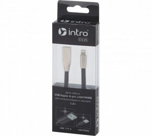 CI115 Intro USB-Apple 8pin lightning, плоский, 1,2м, черный, шт