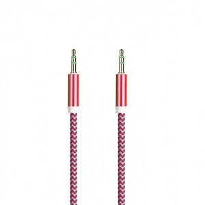 AUX кабель 3.5-3.5 мм (M-M), 1 м, красный, нейлоновая оплетка, (А-35-35 red), шт