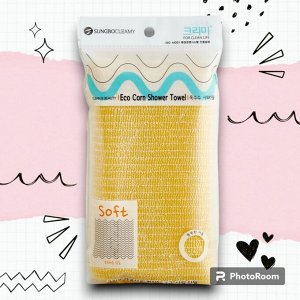 Мочалка для тела с волокнами кукурузы "Eco Corn Shower Towel" (мягкая) размер 25 см х 100 см 1 шт.