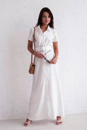 Платье-рубашка удлинённое белое