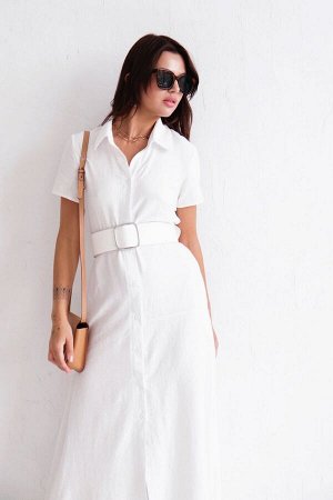 Платье-рубашка удлинённое белое