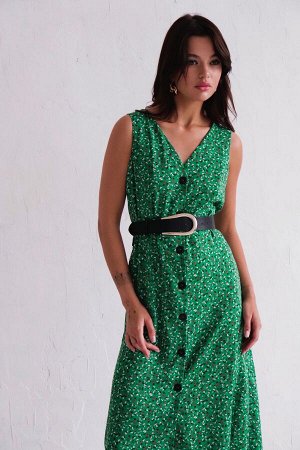 Платье-сарафан зелёное