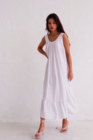 Платье Мальдивы для пляжа и фотосъёмки белое в горошек