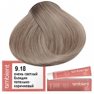 Tefia Ambient Краска для волос 9.18 Очень светлый блондин пепельно коричневый пермаментная Тефия 60 мл