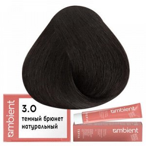 Тефия, Перманентная крем краска для волос Tefia Ambient 3.0 Темный брюнет натуральный, 60 мл