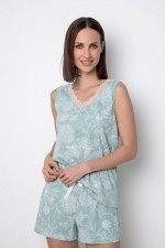 Пижама(Осень-Зима)+mom (голубой прибой, кружевные цветы)