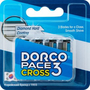 DORCO Сменные бритвенные кассеты с 3 лезвиями для станка Pace CROSS 3 (4 шт)