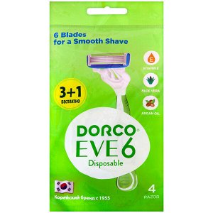 DORCO EVE6 одноразовый женский станок для бритья с 6 лезвиями, в наборе 4 штуки
