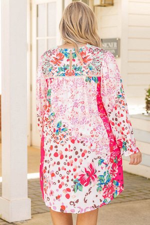 VitoRicci Розовое платье плюс сайз с комбинированным принтом и удлиненной спинкой