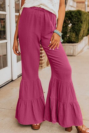 Розовые брюки-клеш из текстурированной ткани со сборками